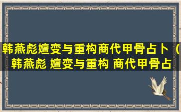 韩燕彪嬗变与重构商代甲骨占卜（韩燕彪 嬗变与重构 商代甲骨占卜）